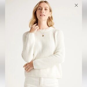 Quince White Cotton Fisherman Sweater S